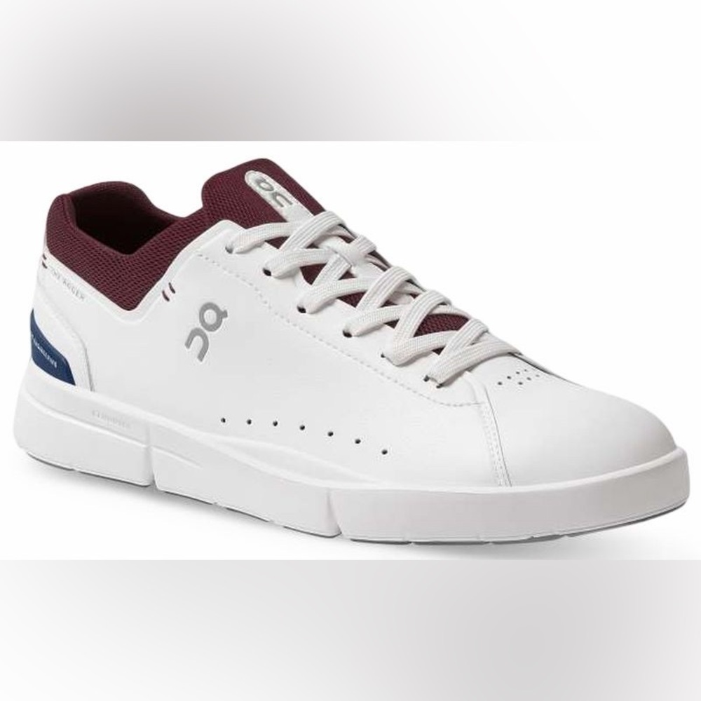 Men’s On Cloud The Roger Advantage Tennis Shoe White/Burgundy Size 14